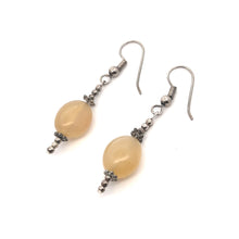 Yellow Chalcedony 12x7mm Tumble Plain Dangle Gemstone Earrings