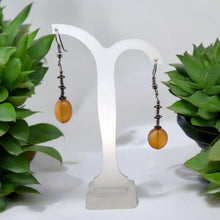 Yellow Chalcedony 14x9mm Tumble Plain Dangle Gemstone Earrings