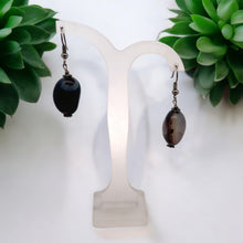 Black Chalcedony 18x13x10mm Tumble Plain Dangle Gemstone Earrings