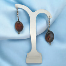 Black Chalcedony 22x16x13mm Tumble Plain Dangle Gemstone Earrings