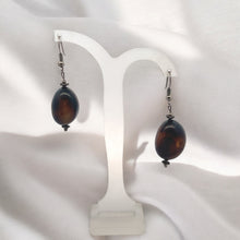 Black Chalcedony 22x16x13mm Tumble Plain Dangle Gemstone Earrings