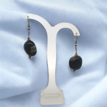 Black Chalcedony 18x17x12mm Tumble Plain Dangle Gemstone Earrings