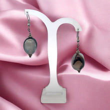 Black Chalcedony 20x16x15mm Tumble Plain Dangle Gemstone Earrings