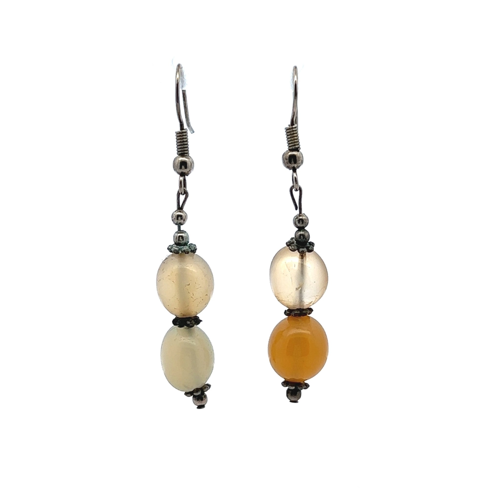 Yellow Chalcedony 10mm Tumble Plain Dangle Gemstone Earrings