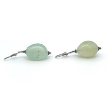 Green Chalcedony 24x18x15mm Tumble Plain Dangle Gemstone Earrings