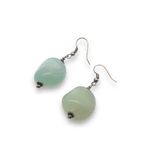 Green Chalcedony 24x18x15mm Tumble Plain Dangle Gemstone Earrings