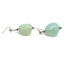 Green Chalcedony 24x18x15mm Tumble Plain Dangle Gemstone Earrings