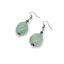 Green Chalcedony 24x18x15mm Tumble Plain Dangle Gemstone Earrings