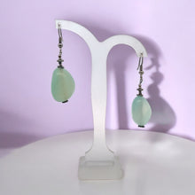 Green Chalcedony 24x18x15mm Tumble Plain Dangle Gemstone Earrings