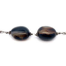 Black Chalcedony 22x16x13mm Tumble Plain Dangle Gemstone Earrings