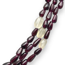 Handmade Natural Garnet Plain Drop & Chalcedony Nugget Gemstone Beaded 18.2