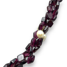 Handmade Garnet Natural Plain Smooth Hexagon & Pearl Gemstone 16.5” Necklace Elegant Jewelry