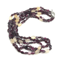 Handmade Natural Garnet Plain Hexagon & Chalcedony Nugget Gemstone Beaded 18.9