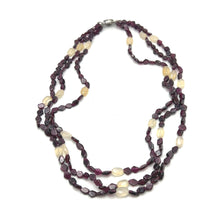 Handmade Natural Garnet Plain Hexagon & Chalcedony Nugget Gemstone Beaded 18.9