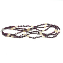 Handmade Natural Garnet Plain Hexagon & Chalcedony Nugget Gemstone Beaded 18.9