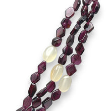 Handmade Natural Garnet Plain Hexagon & Chalcedony Nugget Gemstone Beaded 18.9