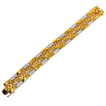 Yellow Gold CZ Floral Link Bracelet – Elegant Unisex Style with Polished Finish