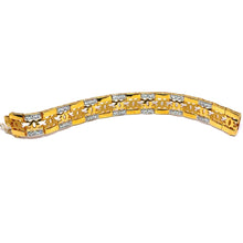 Yellow Gold CZ Floral Link Bracelet – Elegant Unisex Style with Polished Finish