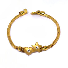Yellow Gold Micron Plated Snake Chain Bracelet – Heart & Star Charms with CZ Sparkle