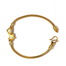 Yellow Gold Micron Plated Snake Chain Bracelet – Heart & Star Charms with CZ Sparkle