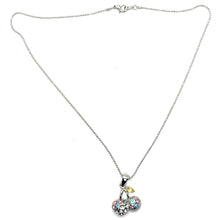 Cherry Fruit Pendant Necklace with Multicolor Crystals – Playful and Trendy Jewelry