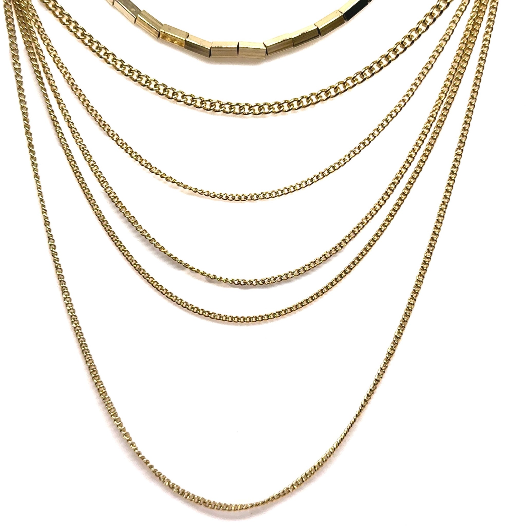 Chic Multi-Layer Princess Necklace with Rectangle Bar and Chain Accents – Contemporary Yellow Plated Statement Jewelry