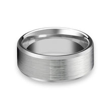 Tungsten Ring High Brushed Satin Center Silver Beveled Edges Band