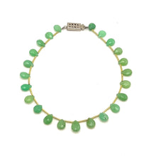 Chrysoprase Natural Pear Briolette Semiprecious Gemstone Bracelet