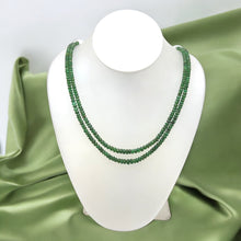 Natural Precious Necklace Zambia Emerald Gem Beads 2 Strands Layered Unique Jewelry