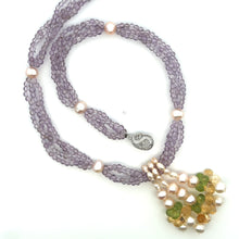 Natural Amethyst Pearl Citrine Peridot Gemstone Crafted Necklace