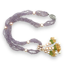 Natural Amethyst Pearl Citrine Peridot Gemstone Crafted Necklace