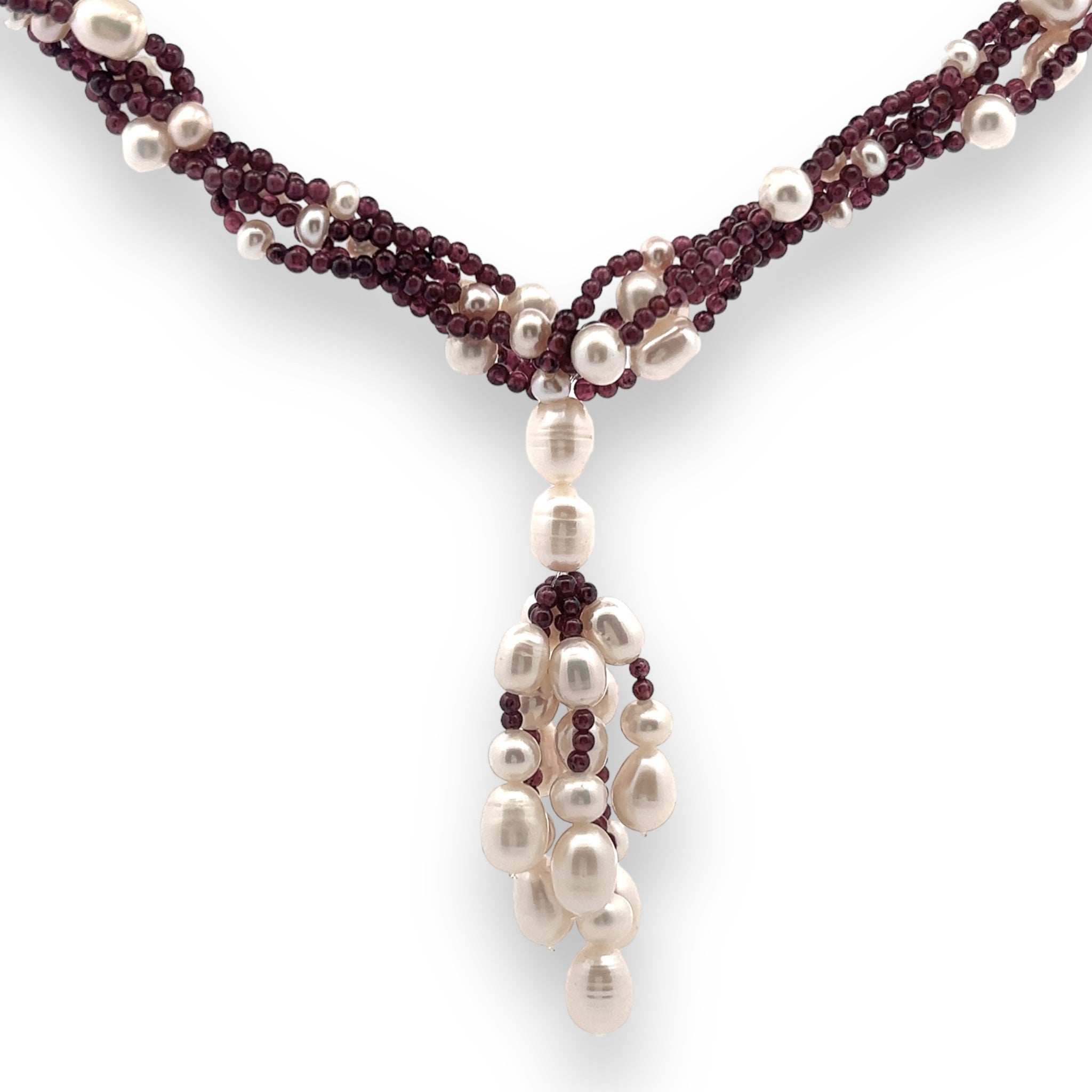 Natural Handmade Necklace Garnet Pearls 16-18" Gemstone Beads Jewellery
