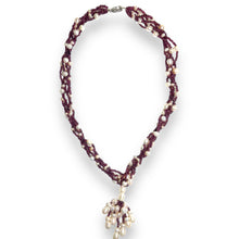 Natural Handmade Necklace Garnet Pearls 16-18
