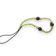 Handmade Mobile Strip  Peridot, Freshwater Black, White Pearls Natural Gemstone Phone Lanyard