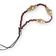 Handmade Mobile Strip  Garnet, Freshwater Pearls Natural Gemstone Phone Lanyard