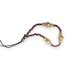 Handmade Mobile Strip  Garnet, Freshwater Pearls Natural Gemstone Phone Lanyard