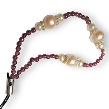 Handmade Mobile Strip  Garnet, Freshwater Pearls Natural Gemstone Phone Lanyard