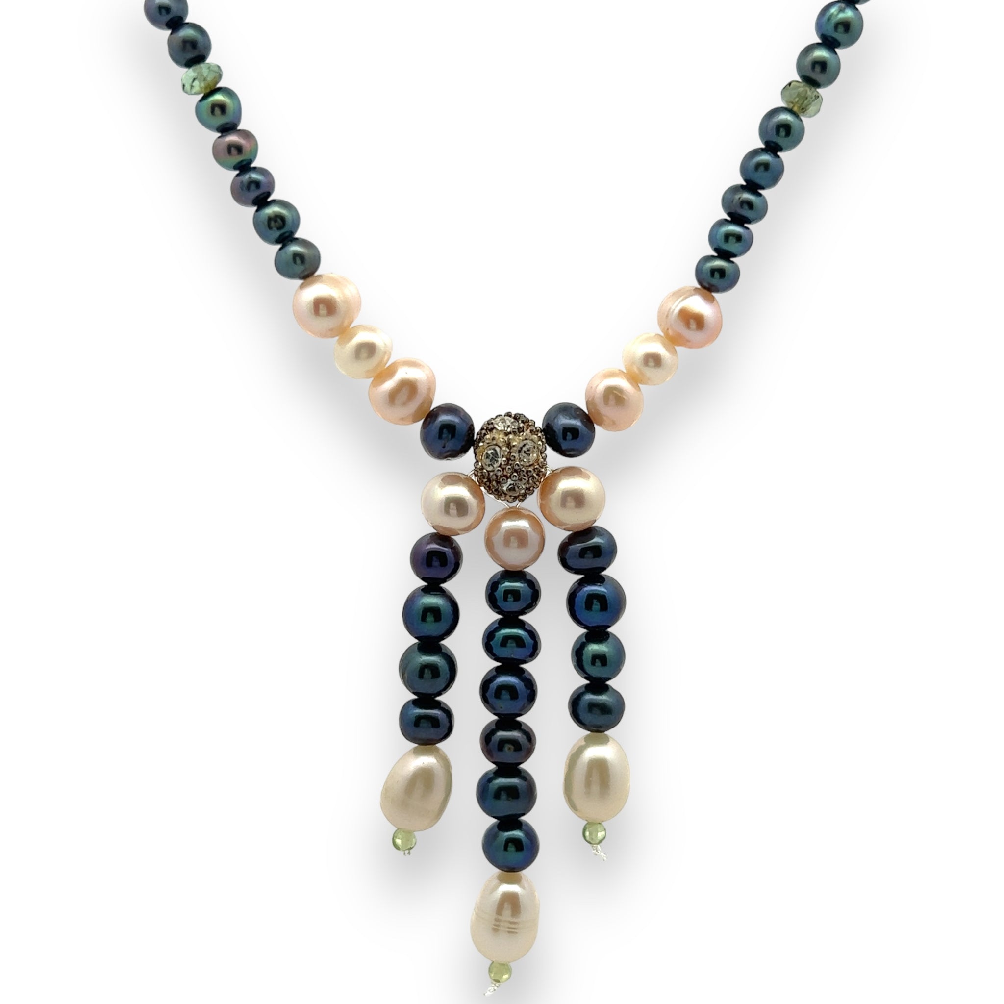 Natural Multi Tourmaline Pearl Peridot Beads Crafted Necklace