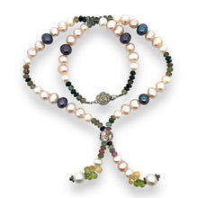 Natural Multi Tourmaline Pearl Peridot Citrine Handmade Necklace