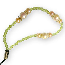 Handmade Mobile Strip  Peridot, Freshwater White, Pink Pearls Natural Gemstone Phone Lanyard