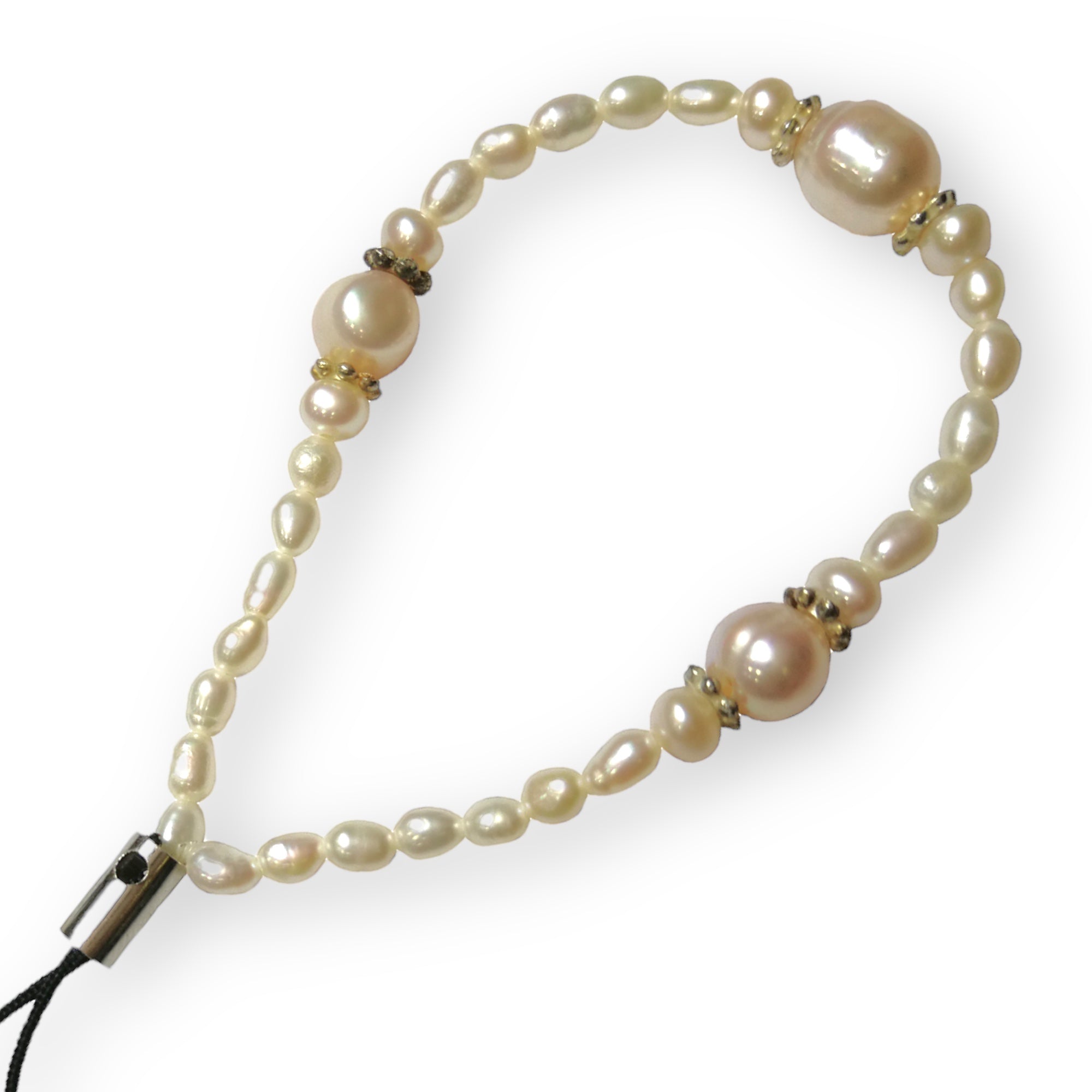 Handmade Mobile Strip  White, Pink Freshwater Pearls Natural Gemstone Phone Lanyard