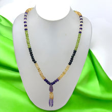 Peridot Natural, Citrine, Black Tourmaline, and Amethyst Necklace