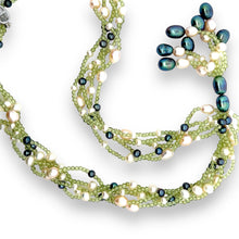 Natural Peridot & Pearl Round Plain Birth Gemstone Necklace