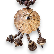 Natural Handmade Necklace Light Coconut Shell Wood Flower Design Tassel Ethnic Jewelry