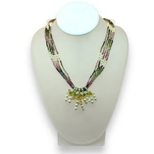 Natural Multi Tourmaline Peridot Citrine with Pearl Necklace Jewelry