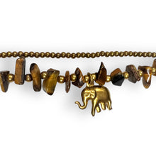 Handmade Bracelet Goldstone Trinket Charms Elephant with Bells Beaded 8 Inch Jewelry