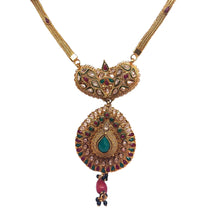 Royal Polki Traditional Heritage Style Pendant Necklace Earrings Gold Plated Bridal Jewellery Set