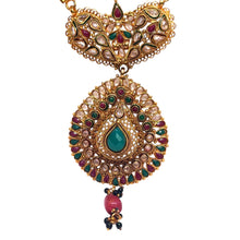 Royal Polki Traditional Heritage Style Pendant Necklace Earrings Gold Plated Bridal Jewellery Set