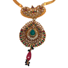 Royal Polki Traditional Heritage Style Pendant Necklace Earrings Gold Plated Bridal Jewellery Set
