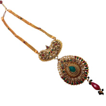 Royal Polki Traditional Heritage Style Pendant Necklace Earrings Gold Plated Bridal Jewellery Set